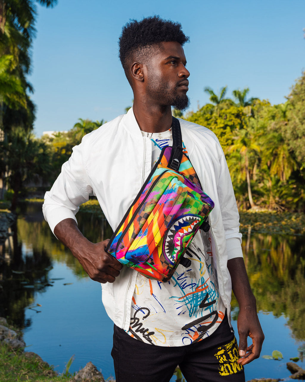Sharks in Paris City Streaks Cargo Crossbody - Image 4