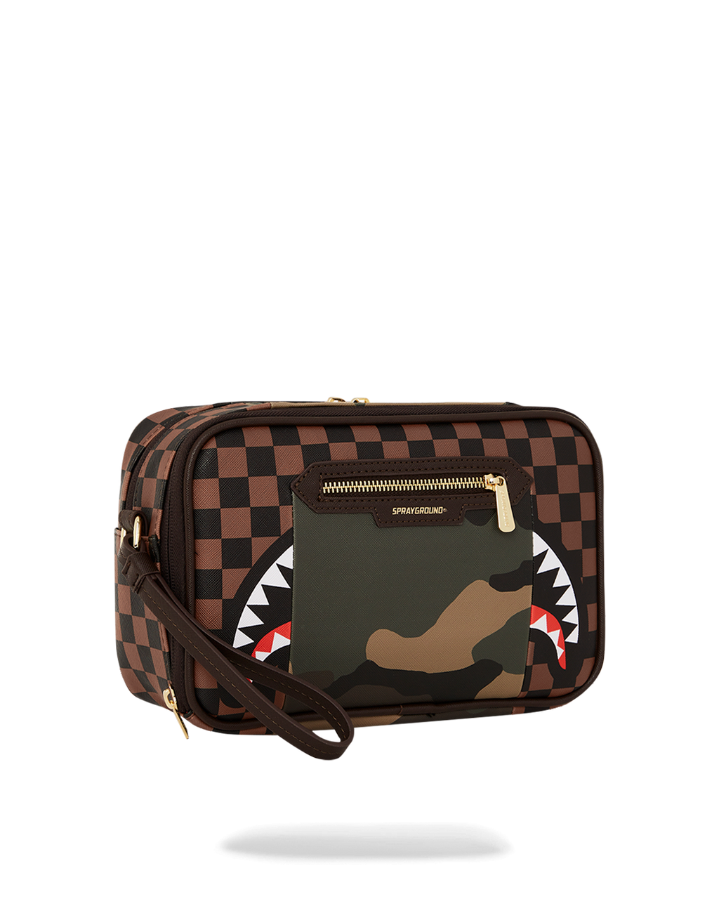 Exterior Gold Zip Pocket Sharks in Paris Toiletry Brickside Bag - Image 2