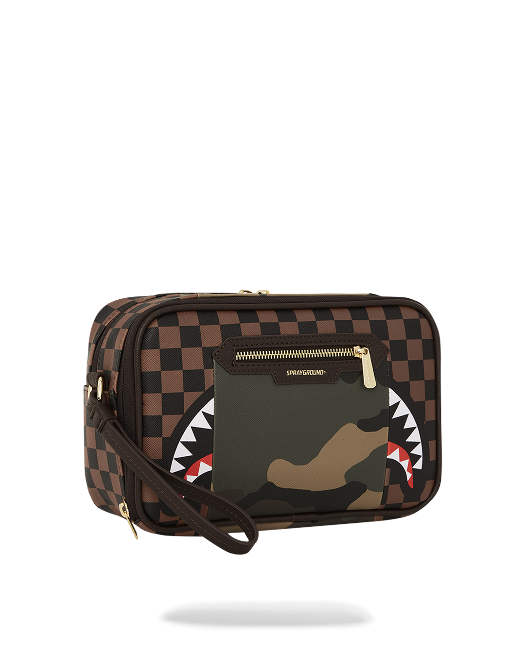 Exterior Gold Zip Pocket Sharks in Paris Toiletry Brickside Bag - Image 2