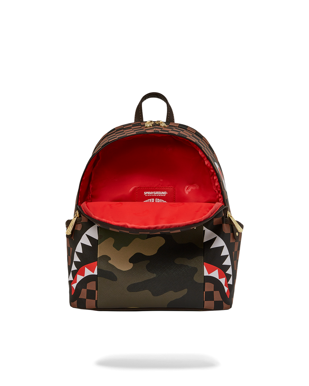 Exterior Gold Zip Pocket Sharks in Paris Savage Backpack - Image 7