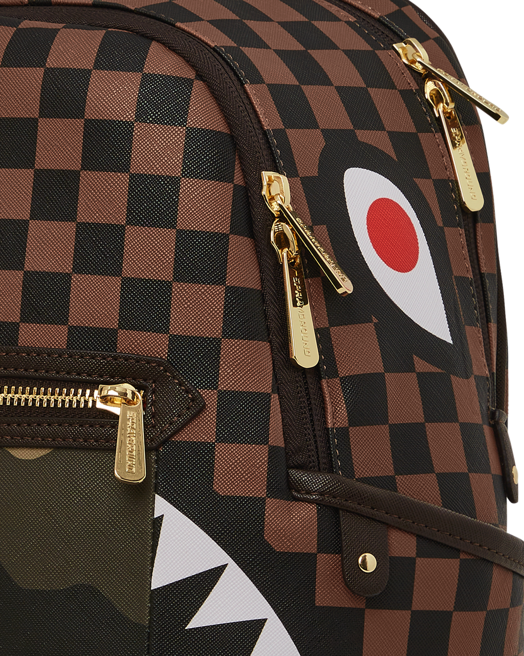 Exterior Gold Zip Pocket Sharks in Paris Savage Backpack - Image 9
