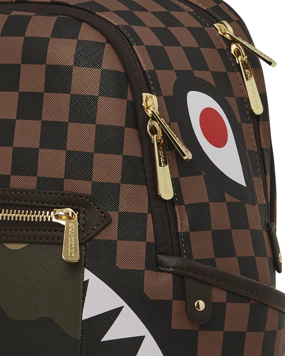 Exterior Gold Zip Pocket Sharks in Paris Savage Backpack - Image 9