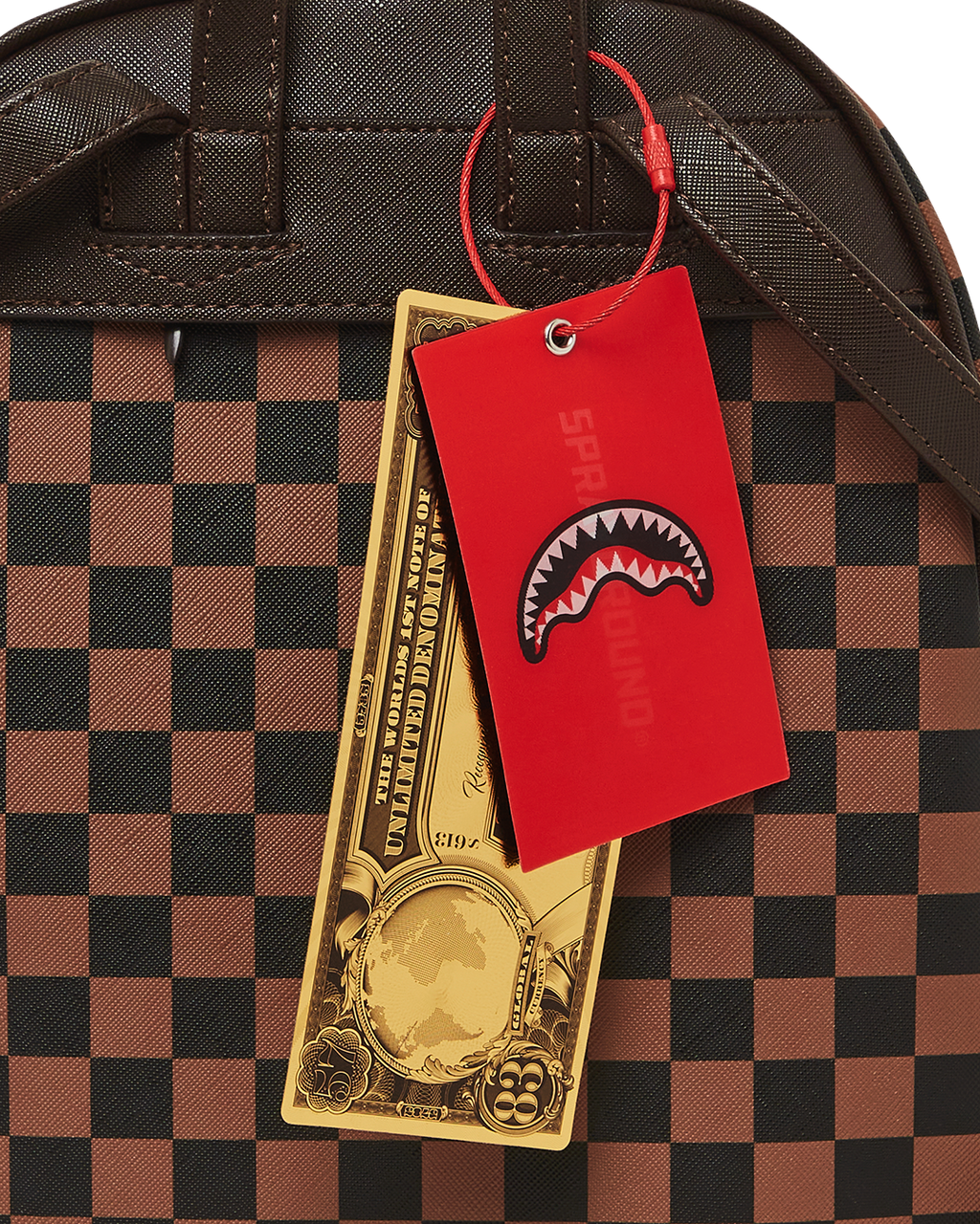Exterior Gold Zip Pocket Sharks in Paris Savage Backpack - Image 11