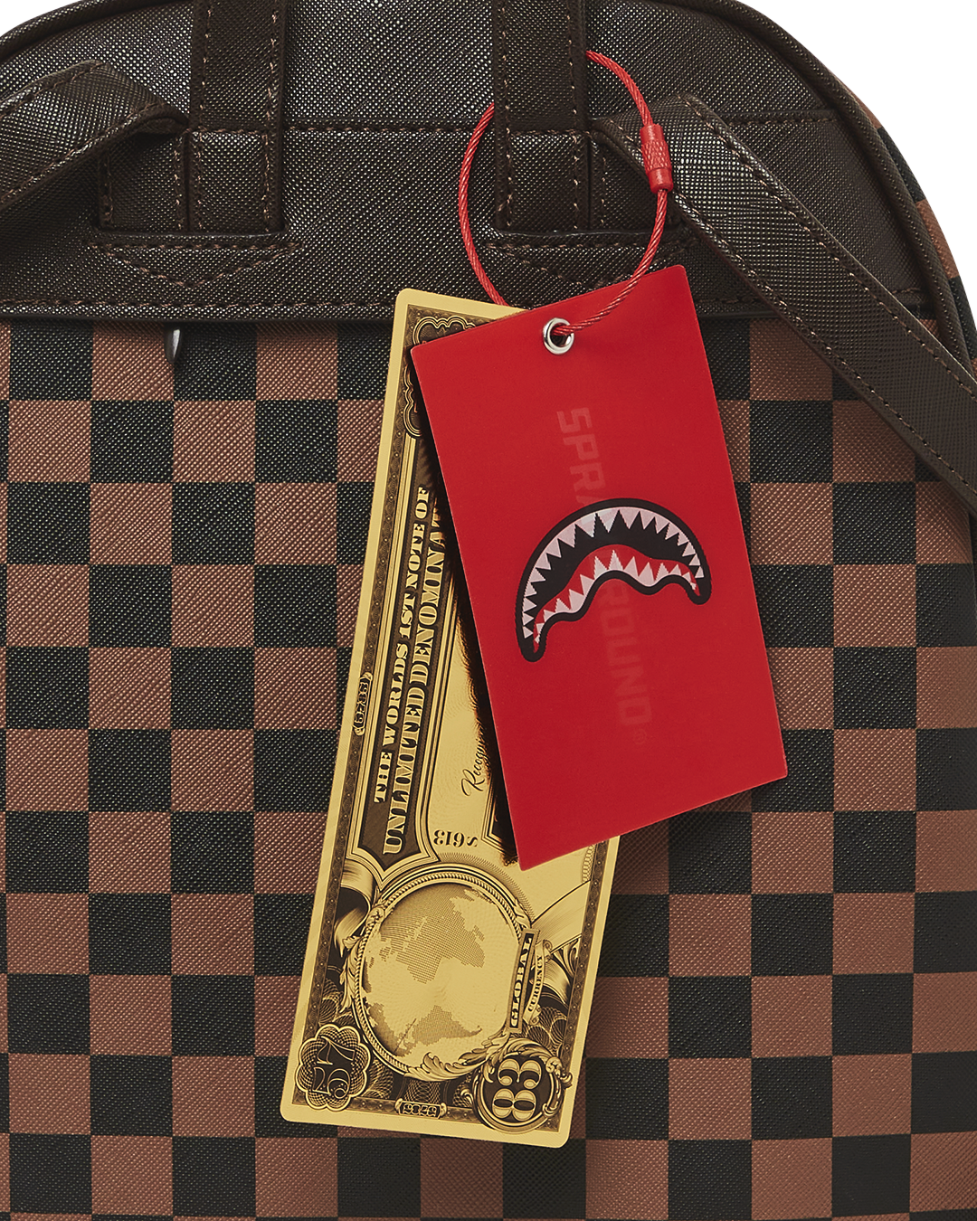 Exterior Gold Zip Pocket Sharks in Paris Savage Backpack - Image 11