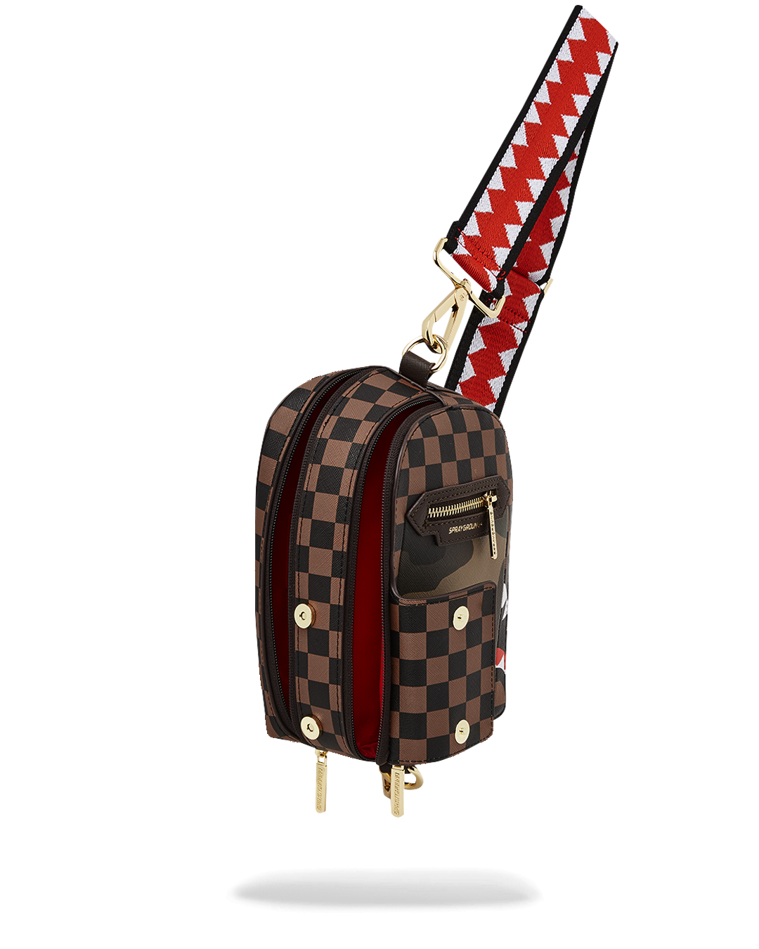Exterior Gold Zip Pocket Sharks in Paris Backpack Sling - Image 5