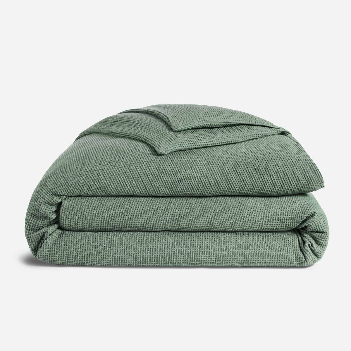 Micro Waffle Duvet Cover - Last Call - Botanical Green