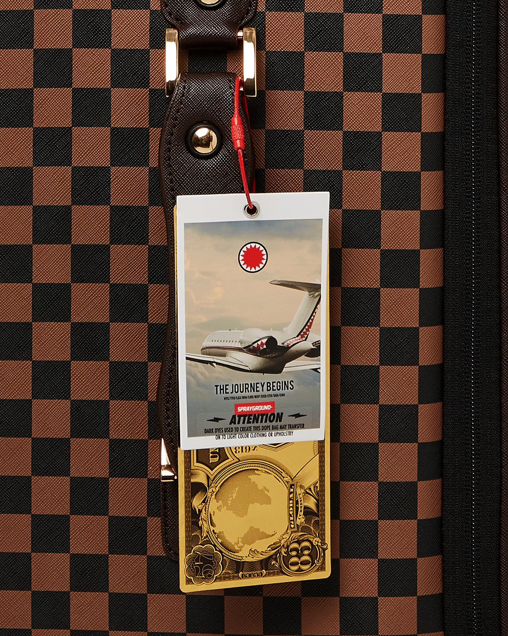 Exterior Gold Zip Pocket Sharks in Paris Jetsetter Carry-On Luggage - Image 16