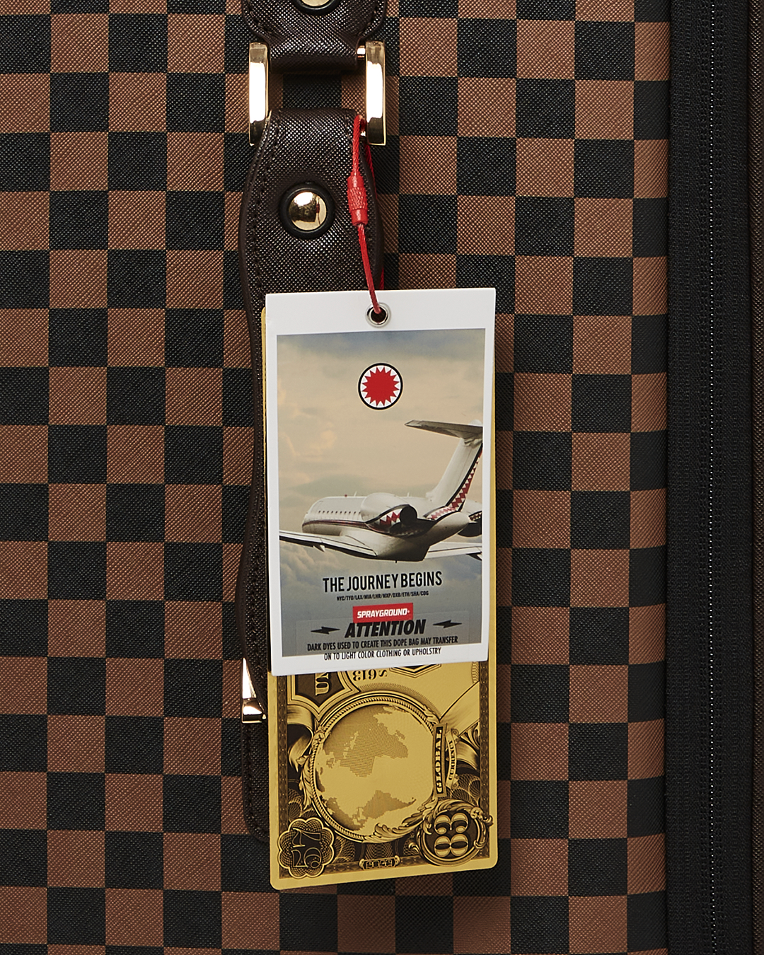 Exterior Gold Zip Pocket Sharks in Paris Jetsetter Carry-On Luggage - Image 16