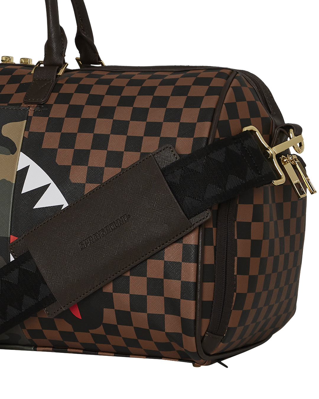 Exterior Gold Zip Pocket Sharks in Paris Duffle - Image 5