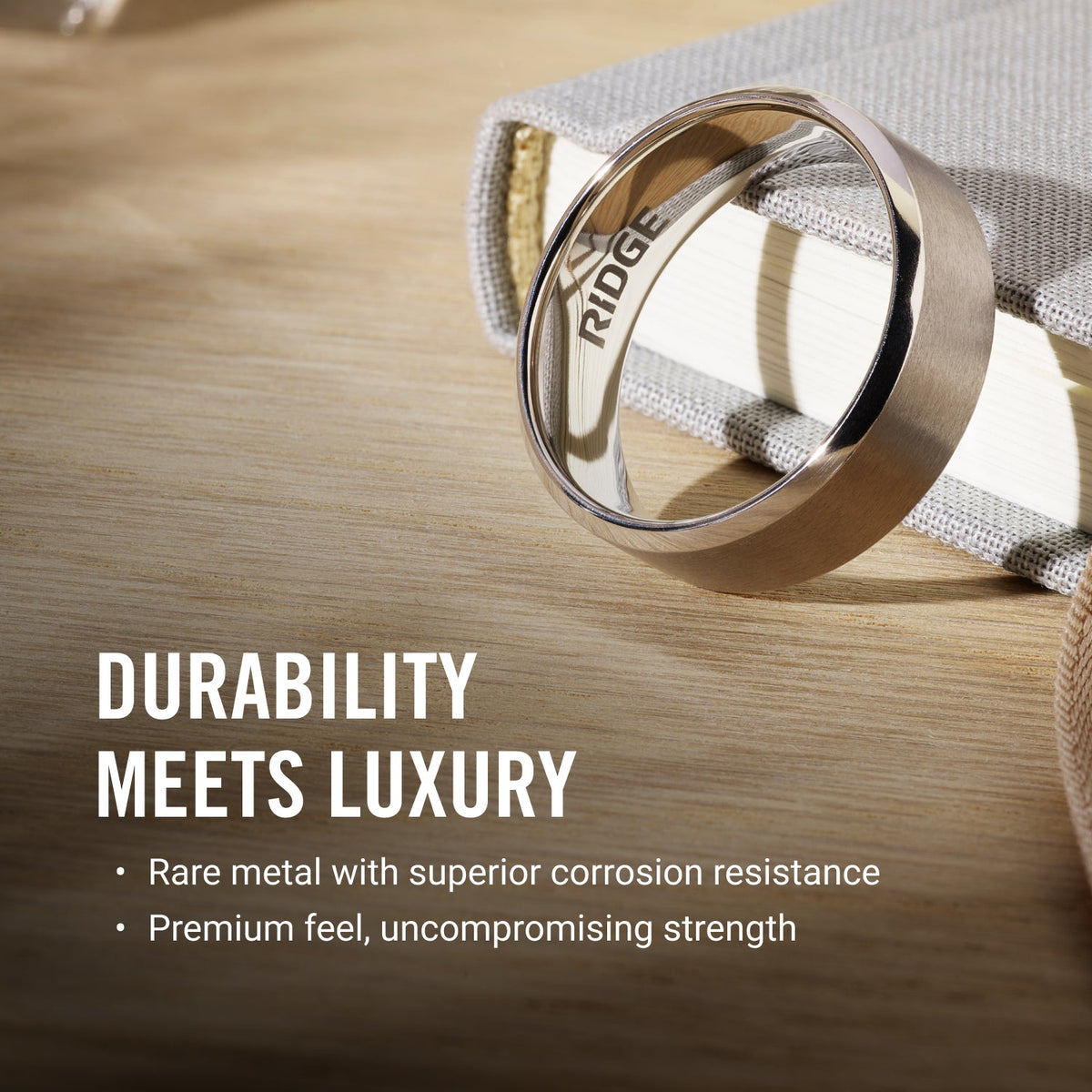 Ridge 8mm Beveled Ring Set - Platinum | Tantalum - Image 11