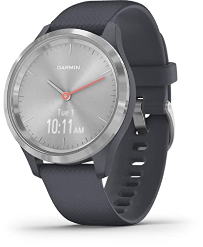 Garmin vivomove 3s Hybrid Smartwatch Silver with Granite Blue Bnad - 010-02238-00