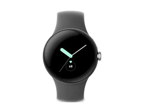 Google - Pixel Watch Silver Stainless Steel Smartwatch 41mm with Charcoal Active Band LTE - Silver/Charcoal - Image 3