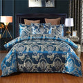 Luxury Gold Silk-Look Bedding Set - Blue