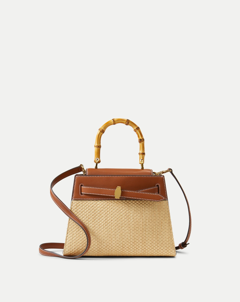 Veronica Beard Raffia Dash Top-Handle Bag