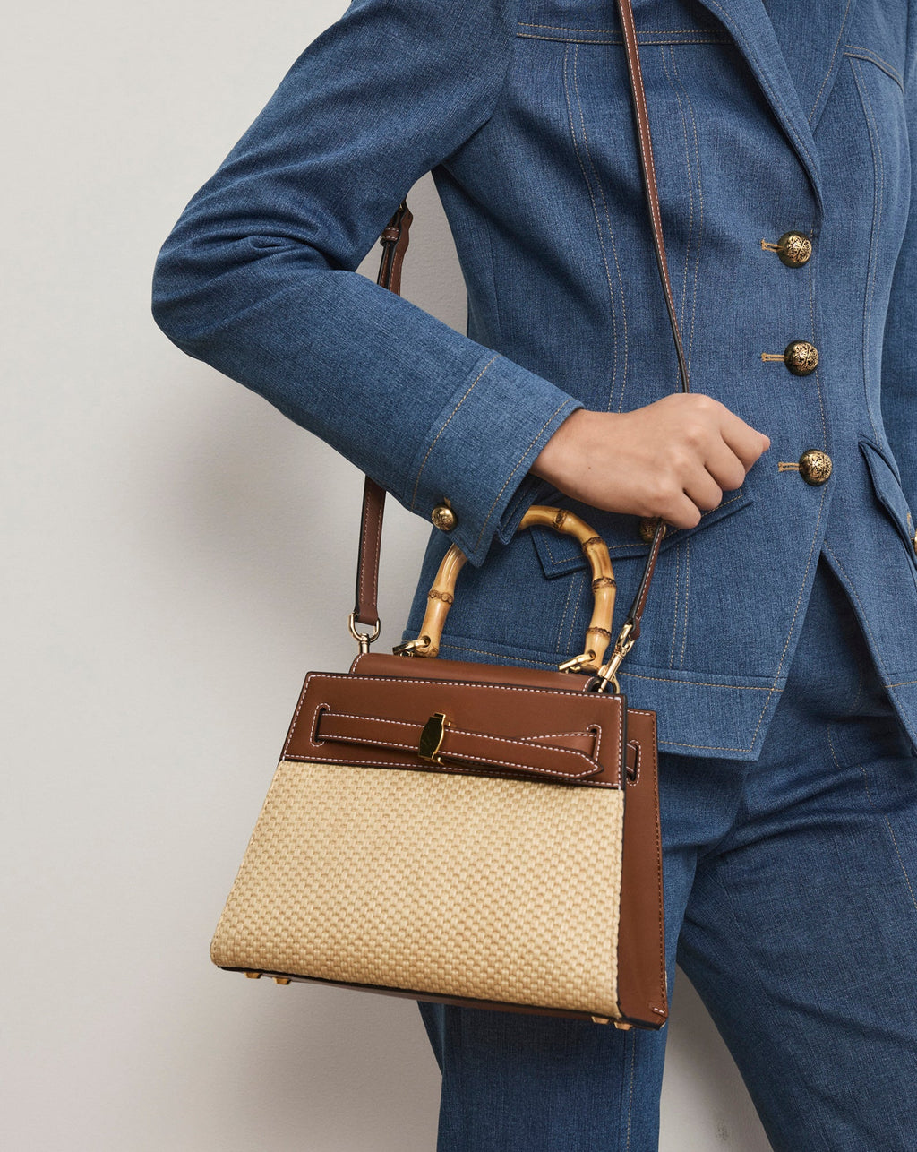 Veronica Beard Raffia Dash Top-Handle Bag - Image 6