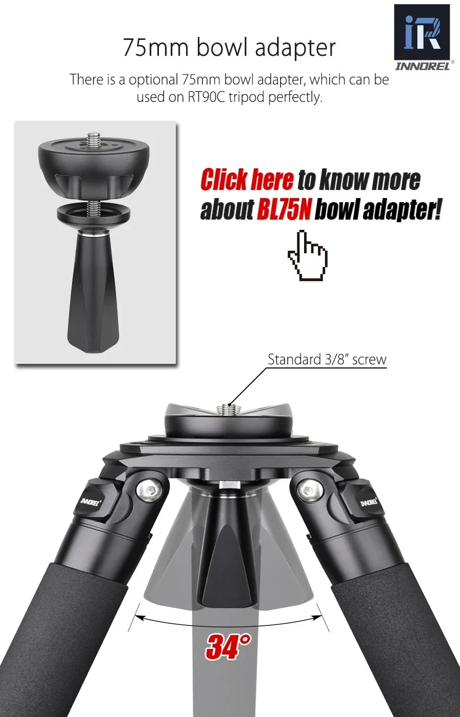 Innorel RT90C (LT404C) Heavy Duty Tripod - Image 24