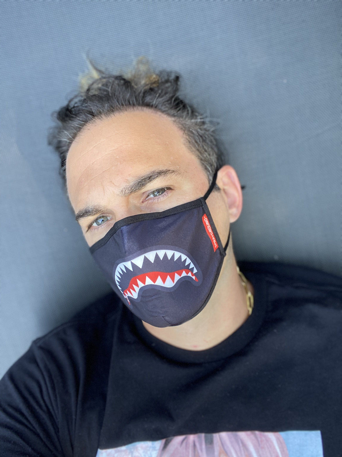 Adult Shark Logo (Black) Form-Fitting Face Mask - Image 3