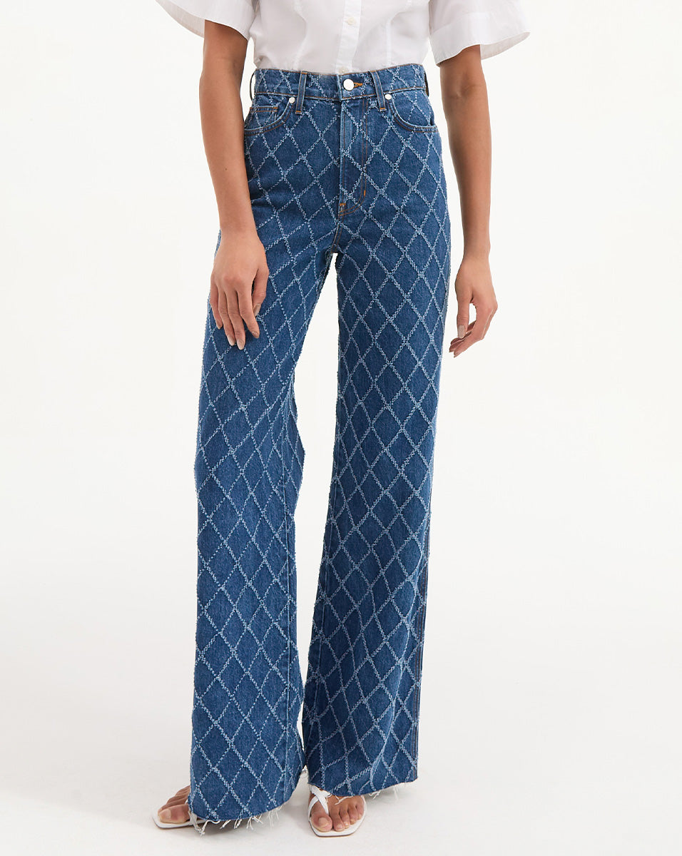 Taylor Diamond Printed Wide-Leg Jean - Image 2