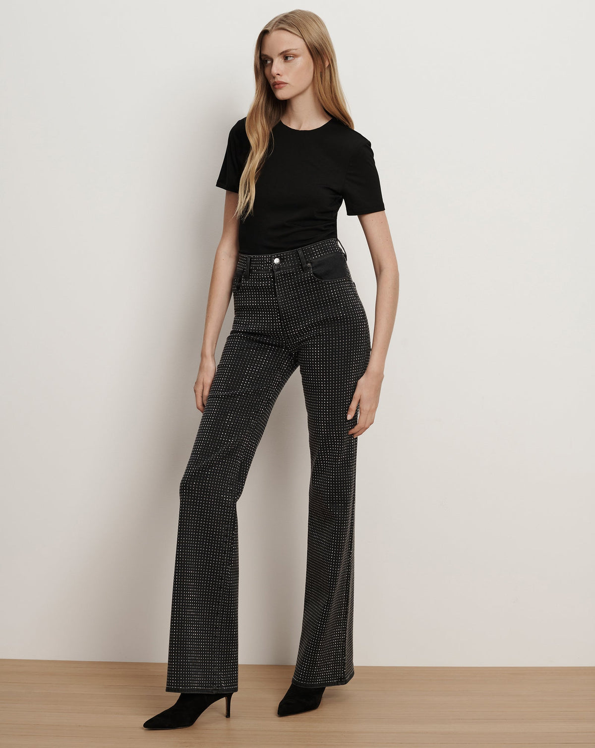 Crosbie Rhinestone Slim Wide-Leg Jean