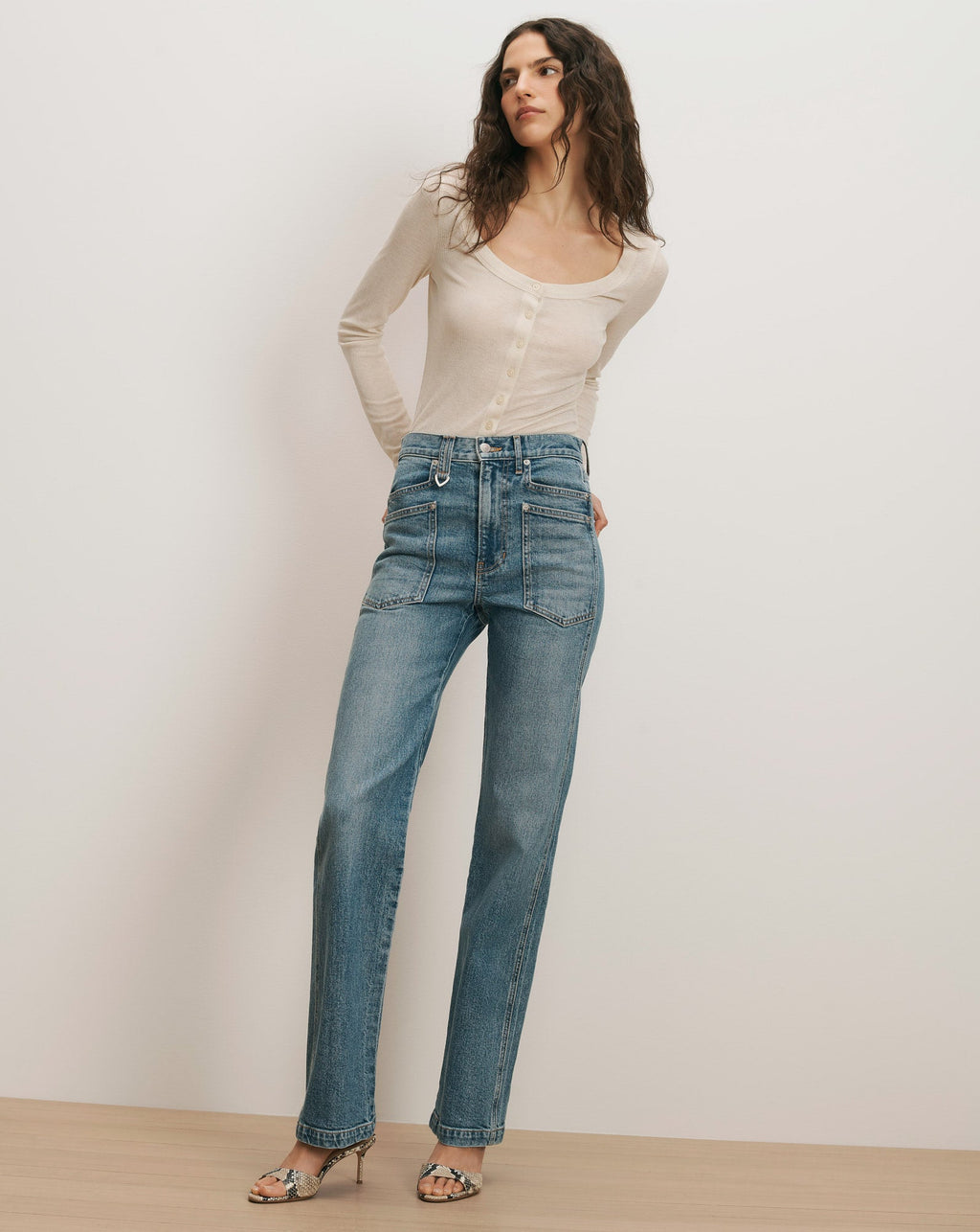 Dylan Patch-Pocket Straight-Leg Jean