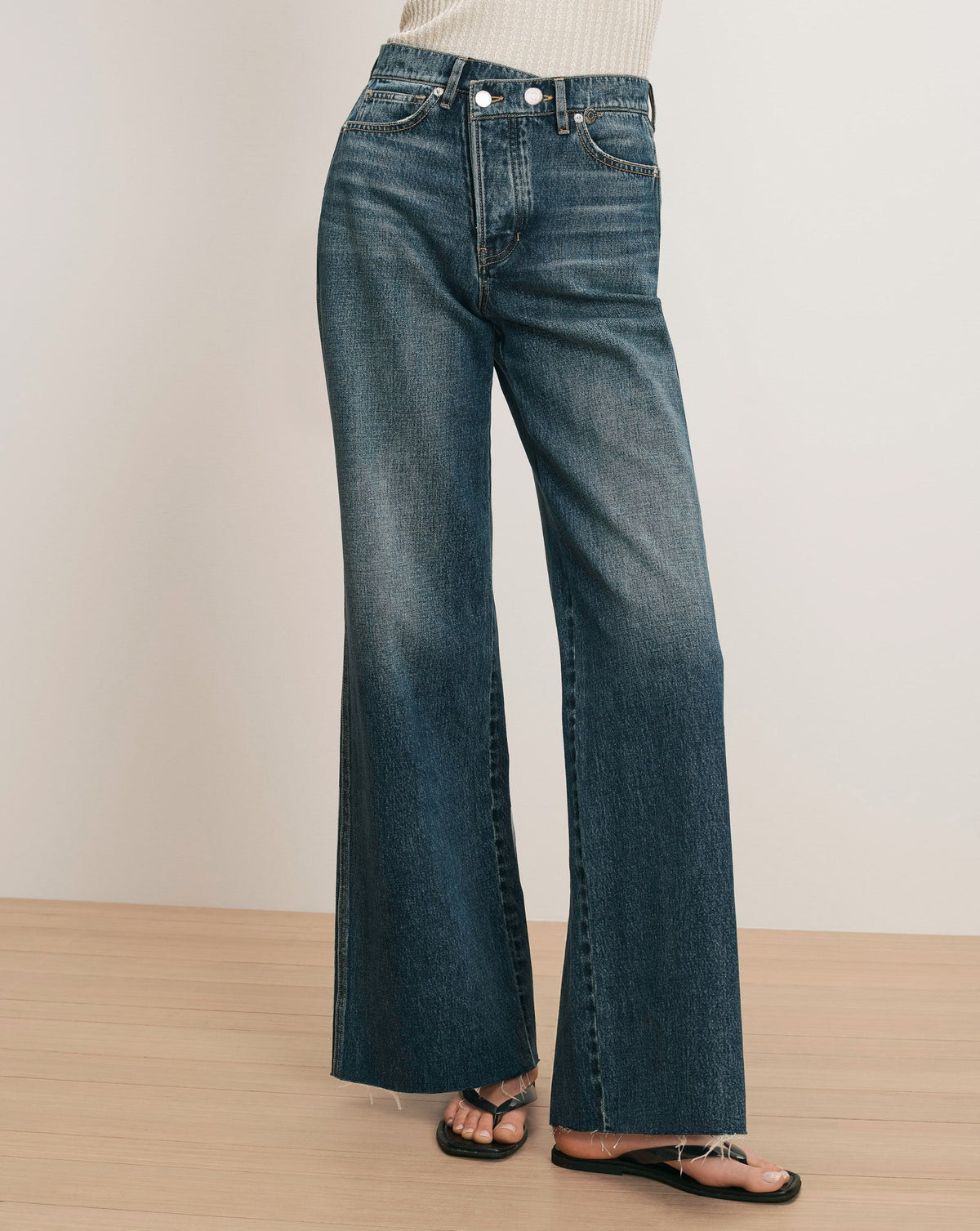 Taylor Crossover-Waistband Wide-Leg Jean - Image 2