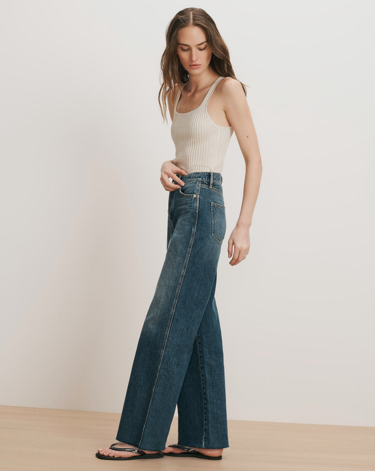 Taylor Crossover-Waistband Wide-Leg Jean - Image 3