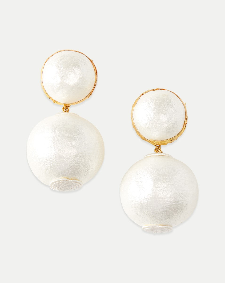 Pearl 2 Drop Earrings | Clip Backing - Image 2
