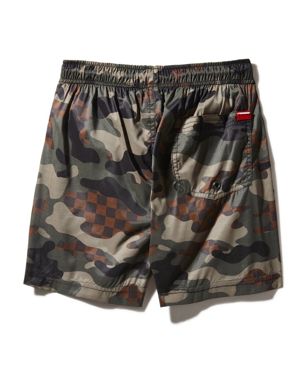 Kids Camo Checkered Swim Trunks - Image 3