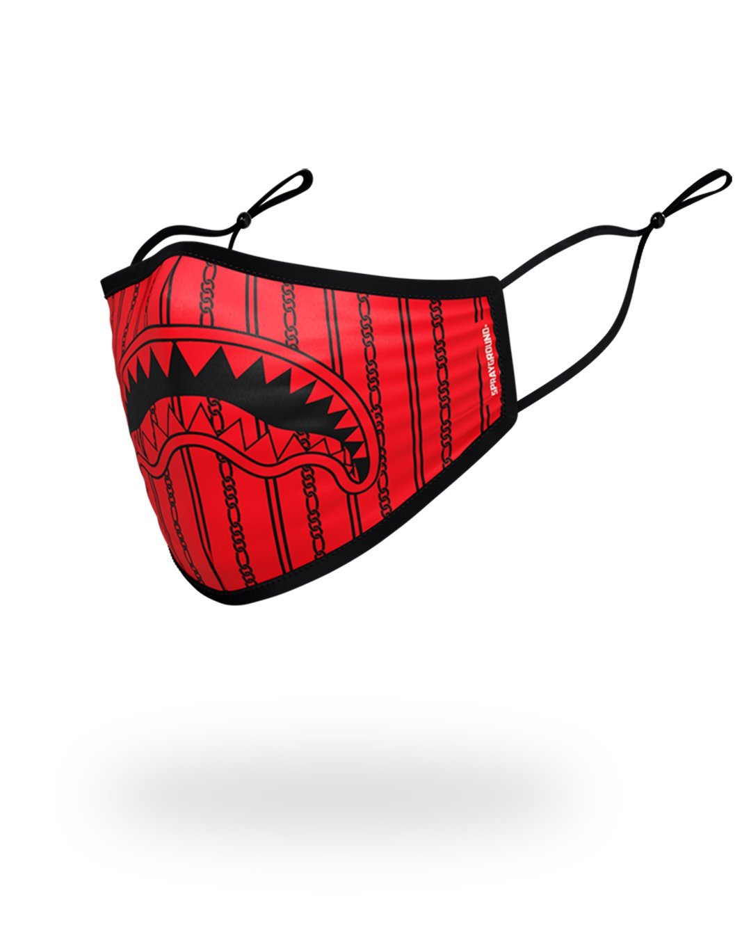 Adult Reverse Sharks in Paris (Red) Form Fitting Face Mask - Image 2