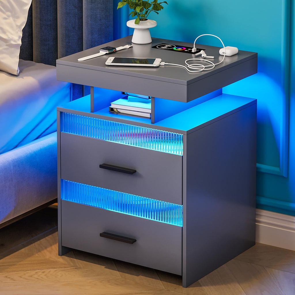 Smart Bedside Table with Built-In Charging Station - No 32 Color