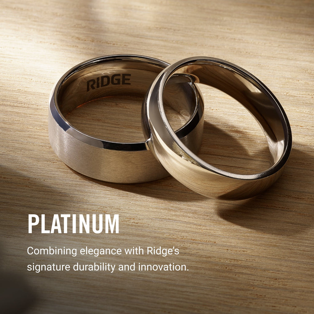 Ridge 8mm Beveled Ring Set - Platinum | Tantalum - Image 7