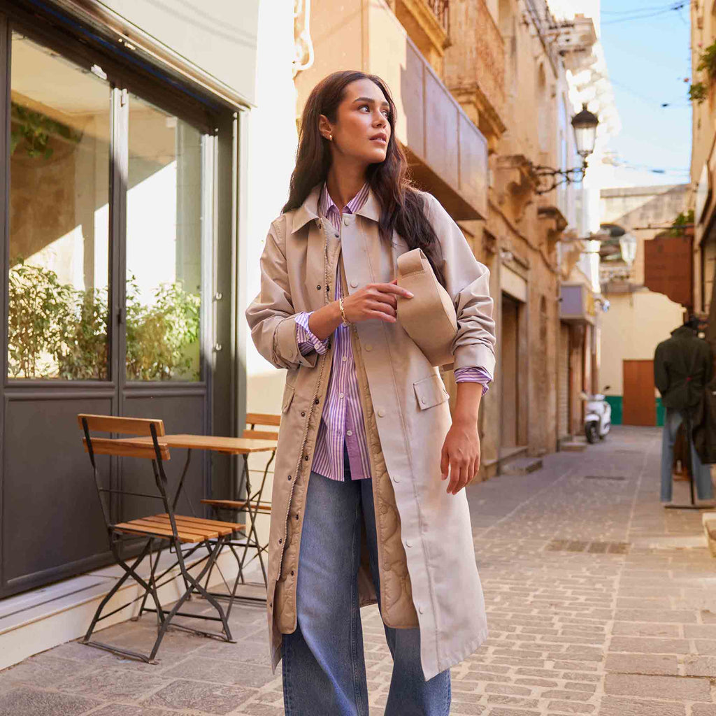 Remi Womens Classic Waterproof Car Coat - Cool Beige