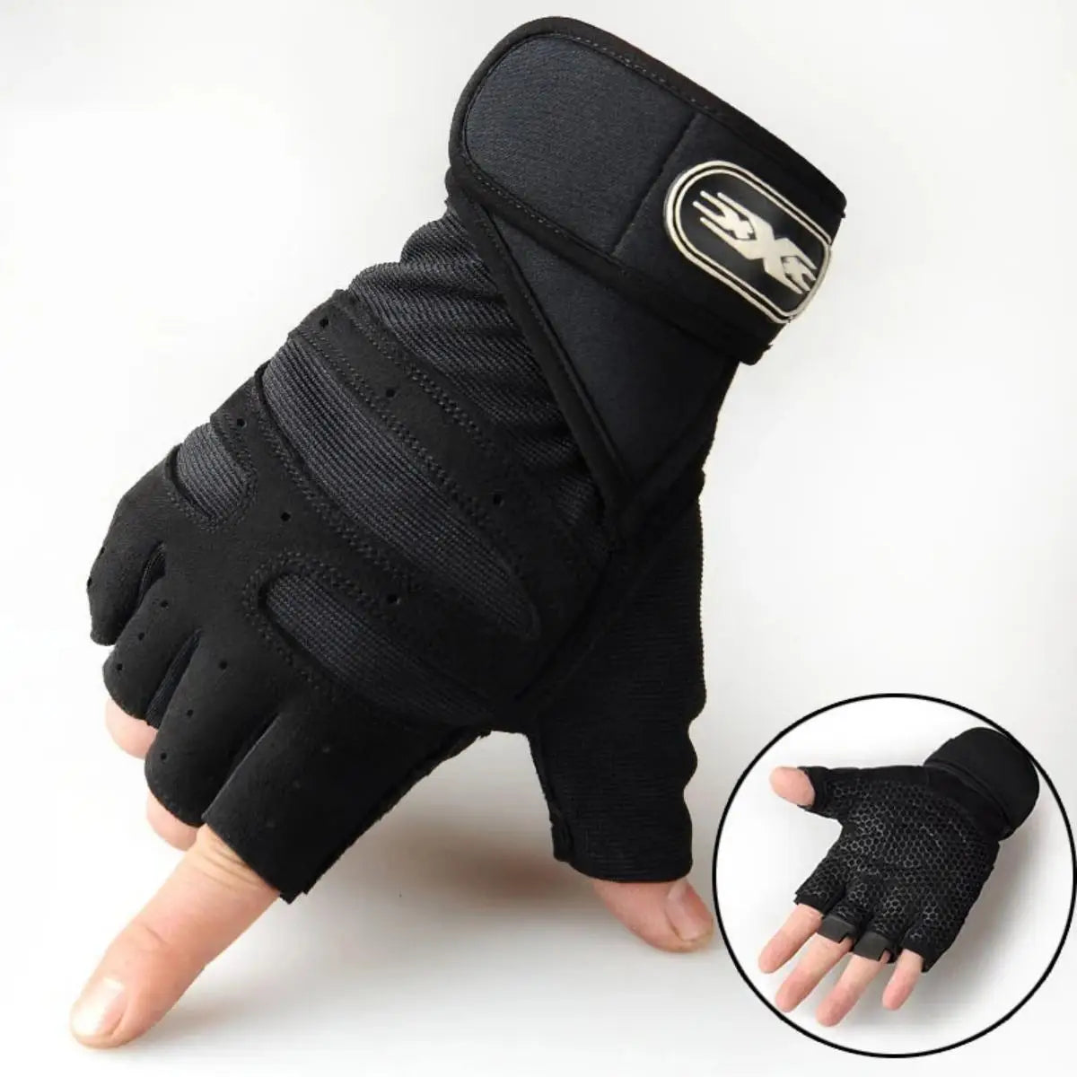 Weight Lifting Wristband Gloves - Black