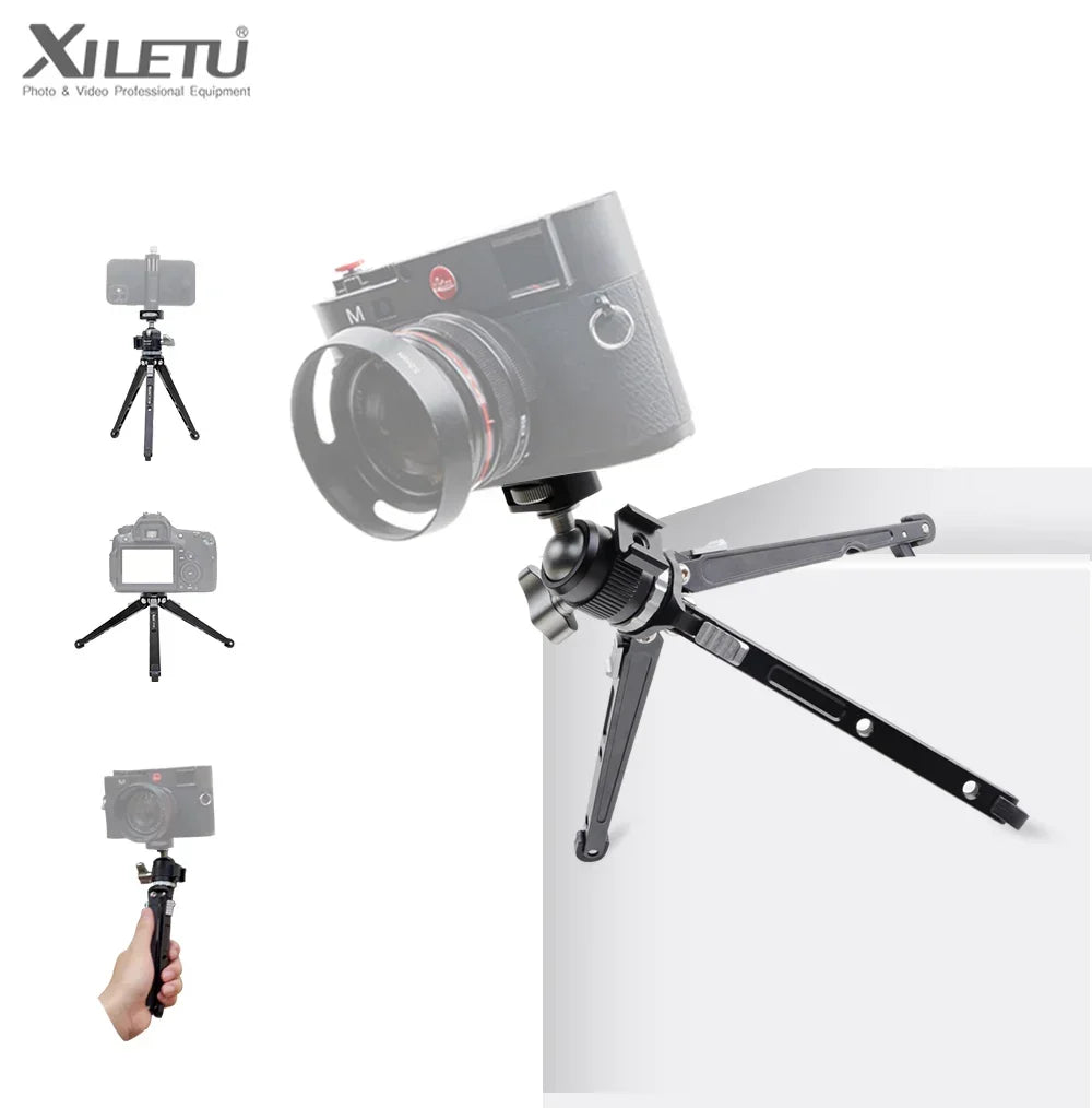 XILETU Vlogging Tripod Handheld Cold Shoe Head Camera & Phone Stand