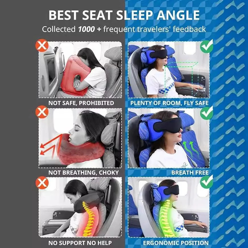 Adjustable Travel Neck Pillow with Eye Mask Set - Image 6