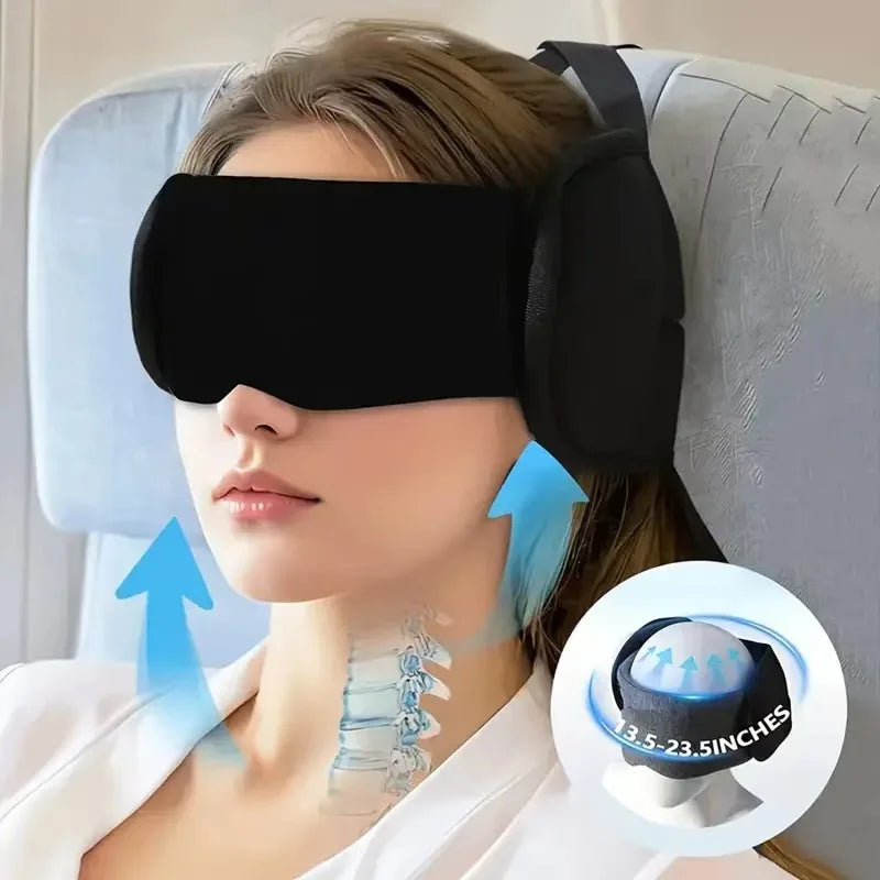 Adjustable Travel Neck Pillow with Eye Mask Set - Image 2