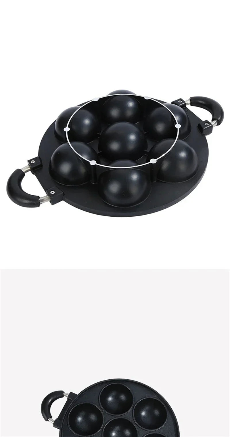 7 Hole Cake Cooking Pan Cast Iron Omelette Pan Non-stick Cooking Pot Breakfast Egg Cooking Pie Cake Mold Cookware Kitchenware
