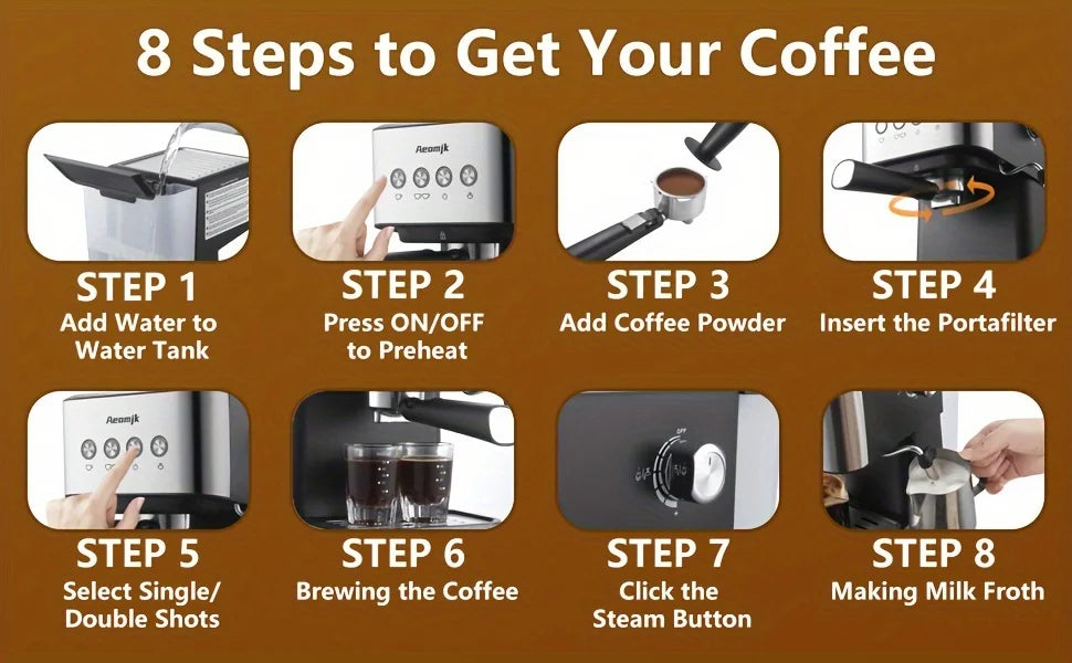 Aeomjk 20 Bar Semi-Automatic Espresso Machine - Image 9