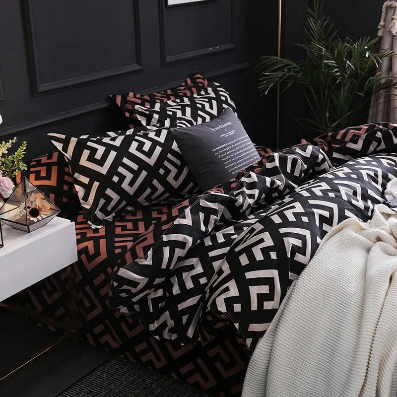 Luxury Black Bedding Comforter Elegant Duvet Cover & Pillowcases - Image 3