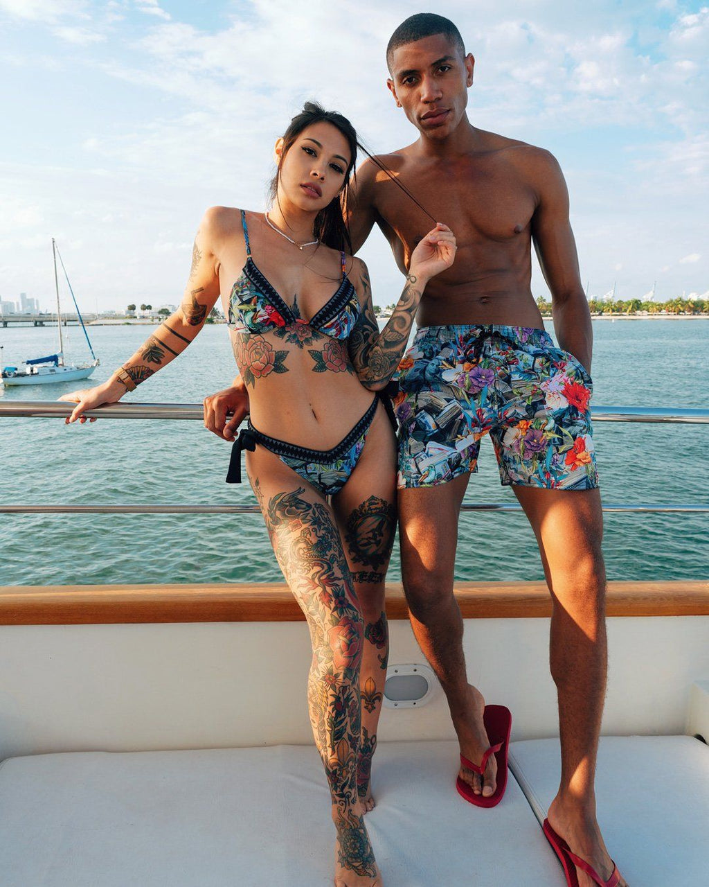 Floral Money Shoto Swim Trunks - Image 7