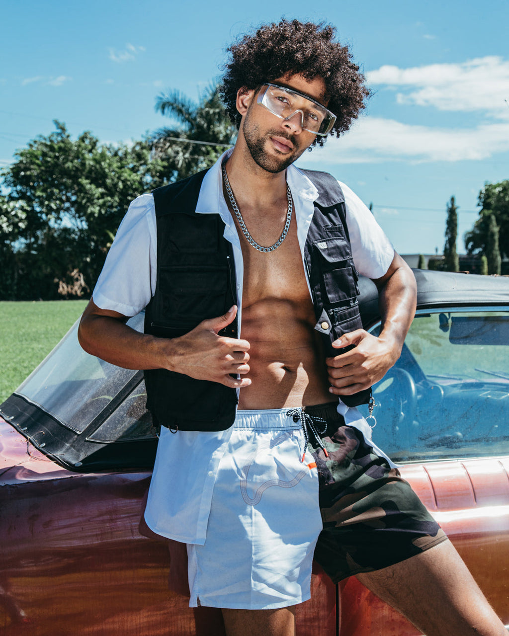 Split Bite Camo Shoto Swim Trunks - Image 3