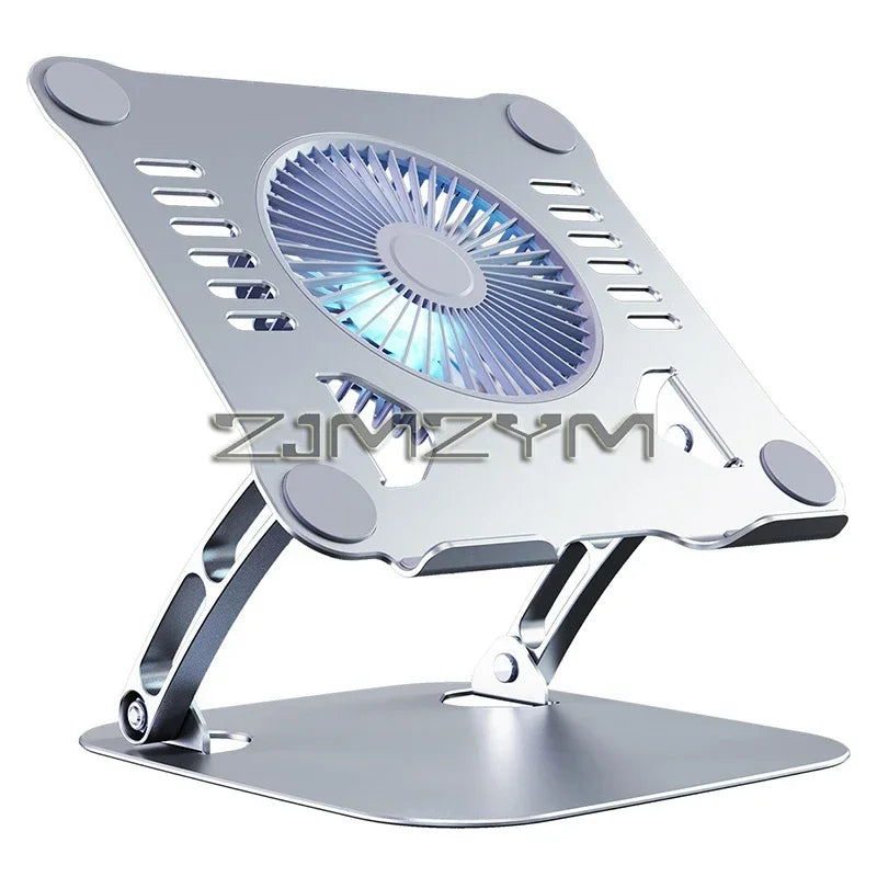 Aluminum Laptop Stand with Cooling Fan - Silver
