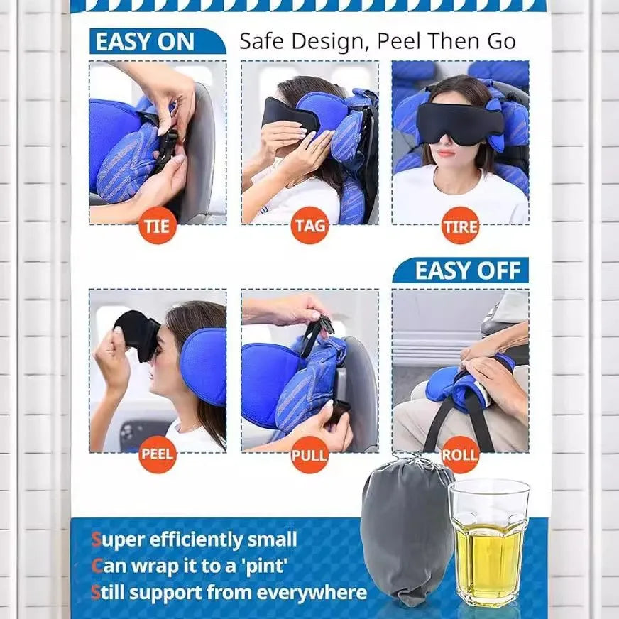 Adjustable Travel Neck Pillow with Eye Mask Set - Image 7