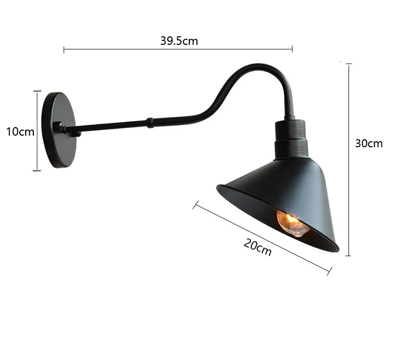 American Industrial Wall Lamp - B Black no bulb