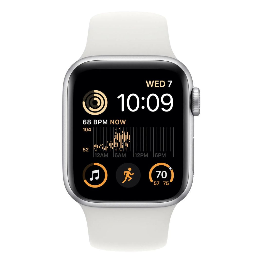 Apple Watch SE (2nd Gen) (GPS, 40mm) - Silver Aluminum Case with White Sport Band, S/M - MNT93LL/A - Image 2