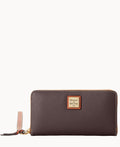 Pebble Grain Large Zip Around Wristlet - Brown Tmoro
