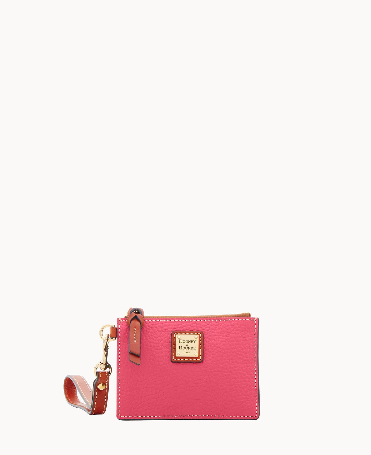 Pebble Grain Zip Top Card Case Wristlet - Hot Pink
