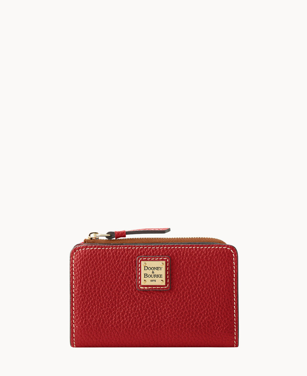 Pebble Grain Zip Credit Card Wallet 14 - Red Red