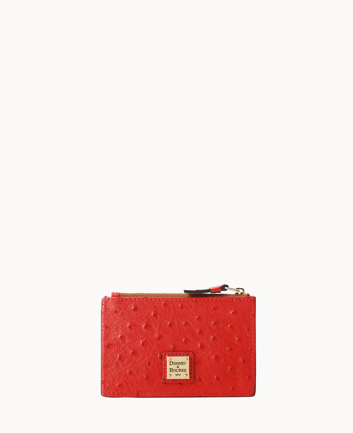 Ostrich Zip Credit Card Case - Geranium