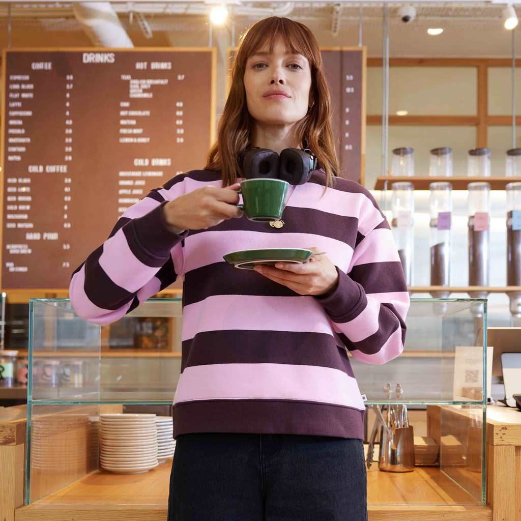 Yuri Womens Supersoft Crew Neck Striped Sweatshirt - Huckleberry Stripe - Image 2